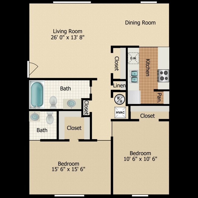 Casa Del Rey Apartments 2 bedroom 910 sq ft